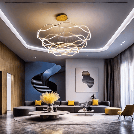 BAMDECOR A212/3 Modern Wavy Art Aluminum Light Fixture for Living Room Bedroom Indoor Decor.