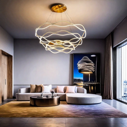 BAMDECOR A212/3 Modern Wavy Art Aluminum Light Fixture for Living Room Bedroom Indoor Decor.