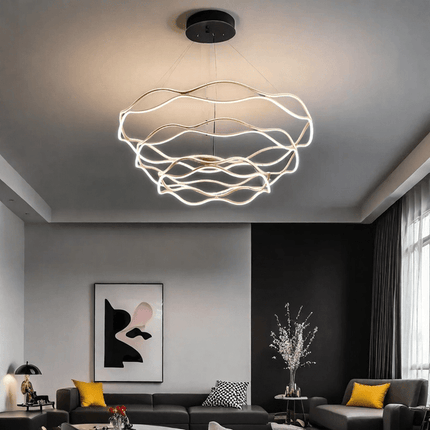 BAMDECOR A212/3 Modern Wavy Art Aluminum Light Fixture for Living Room Bedroom Indoor Decor.