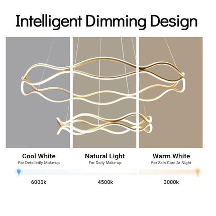 BAMDECOR A212/3 Modern Wavy Art Aluminum Light Fixture for Living Room Bedroom Indoor Decor.