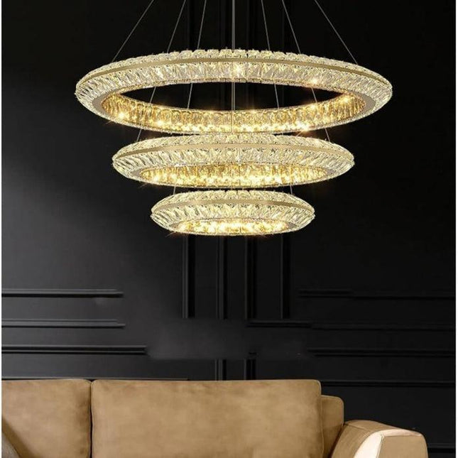 BAMDECOR C3312/3 Crystal Chandelier Living Room Chandelier Crystal Chandelier Room Dining Room lamp New Bedroom Lamps Lighting Villa Light Luxury Post (Size:80+60+40cm).