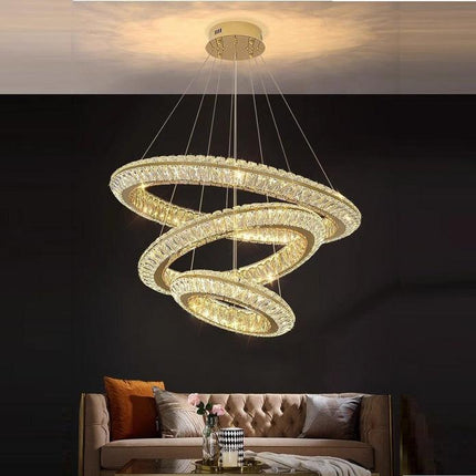 BAMDECOR C3312/3 Crystal Chandelier Living Room Chandelier Crystal Chandelier Room Dining Room lamp New Bedroom Lamps Lighting Villa Light Luxury Post (Size:100+80+60cm).
