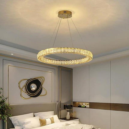 BAMDECOR C3313/1 Modern Crystal Chandeliers Lighting Fixtures Contemporary Round Chandelier Lighting Fixtures Crystal Pendant Ceiling Lights(Gold).
