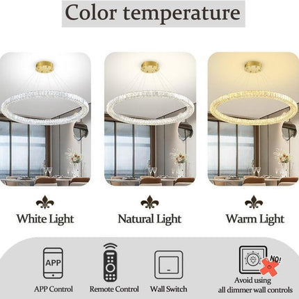 BAMDECOR C3313/1 Modern Crystal Chandeliers Lighting Fixtures Contemporary Round Chandelier Lighting Fixtures Crystal Pendant Ceiling Lights(Gold).