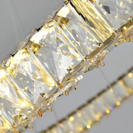 BAMDECOR C3313/1 Modern Crystal Chandeliers Lighting Fixtures Contemporary Round Chandelier Lighting Fixtures Crystal Pendant Ceiling Lights(Gold).