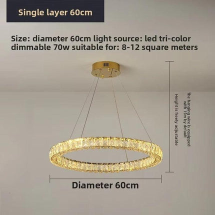 BAMDECOR C3313/1 Modern Crystal Chandeliers Lighting Fixtures Contemporary Round Chandelier Lighting Fixtures Crystal Pendant Ceiling Lights(Gold).