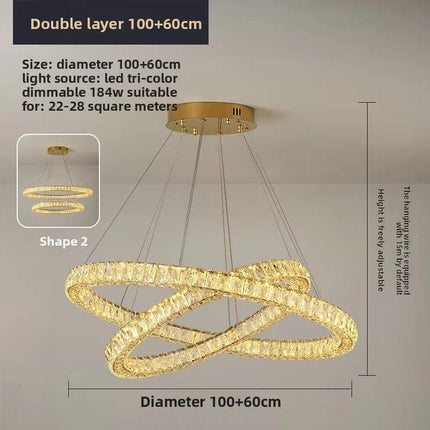 BAMDECOR C3313/2 Modern Crystal Chandeliers Lighting Fixtures Contemporary Round Chandelier Lighting Fixtures Crystal Pendant Ceiling Lights(Gold).