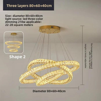 BAMDECOR C3313/3 Modern Crystal Chandeliers Lighting Fixtures Contemporary Round Chandelier Lighting Fixtures Crystal Pendant Ceiling Lights(Gold).