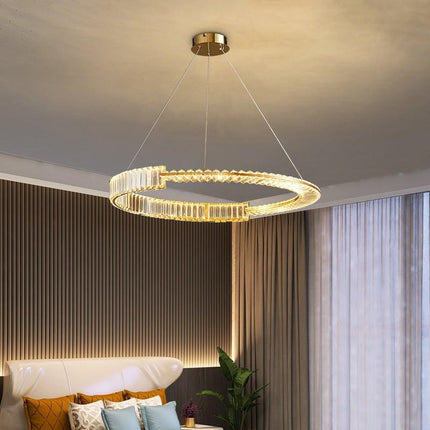 BAMDECOR C3318/1 Modern Crystal Chandeliers Lighting Fixtures Contemporary Round Chandelier Lighting Fixtures Crystal Pendant Ceiling Lights(Gold).