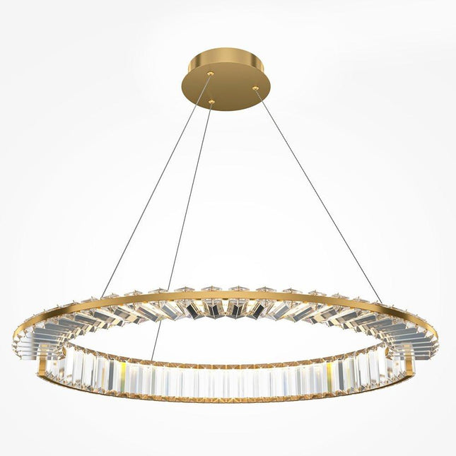 BAMDECOR C3318/1 Modern Crystal Chandeliers Lighting Fixtures Contemporary Round Chandelier Lighting Fixtures Crystal Pendant Ceiling Lights(Gold).