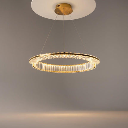 BAMDECOR C3318/1 Modern Crystal Chandeliers Lighting Fixtures Contemporary Round Chandelier Lighting Fixtures Crystal Pendant Ceiling Lights(Gold).