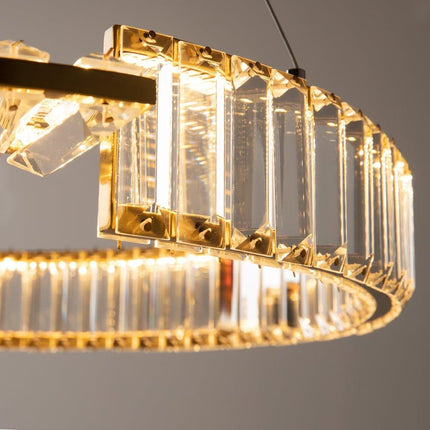 BAMDECOR C3318/1 Modern Crystal Chandeliers Lighting Fixtures Contemporary Round Chandelier Lighting Fixtures Crystal Pendant Ceiling Lights(Gold).