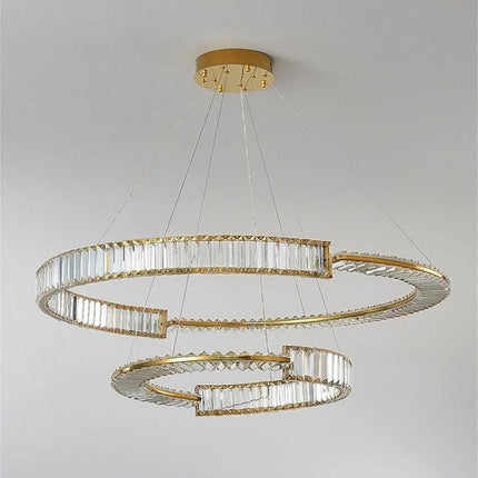 BAMDECOR C3318/2 Modern Crystal Chandeliers Lighting Fixtures Contemporary Round Chandelier Lighting Fixtures Crystal Pendant Ceiling Lights(Gold).