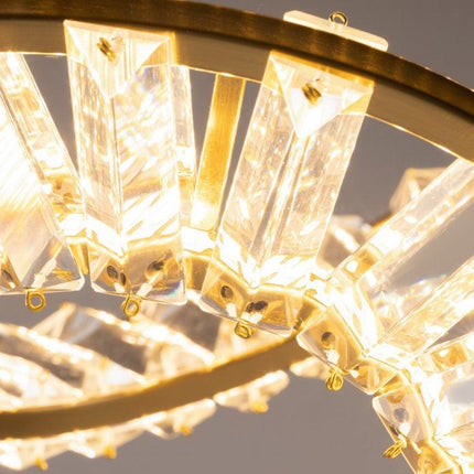 BAMDECOR C3318/2 Modern Crystal Chandeliers Lighting Fixtures Contemporary Round Chandelier Lighting Fixtures Crystal Pendant Ceiling Lights(Gold).