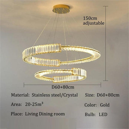 BAMDECOR C3318/2 Modern Crystal Chandeliers Lighting Fixtures Contemporary Round Chandelier Lighting Fixtures Crystal Pendant Ceiling Lights(Gold).