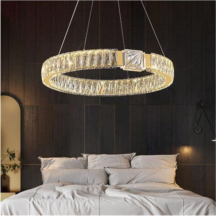 BAMDECOR C3319 Modern Crystal Chandeliers Lighting Fixtures Contemporary Round Chandelier Lighting Fixtures Crystal Pendant Ceiling Lights(Gold-60cm).