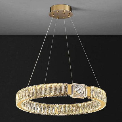 BAMDECOR C3319 Modern Crystal Chandeliers Lighting Fixtures Contemporary Round Chandelier Lighting Fixtures Crystal Pendant Ceiling Lights(Gold-80cm).