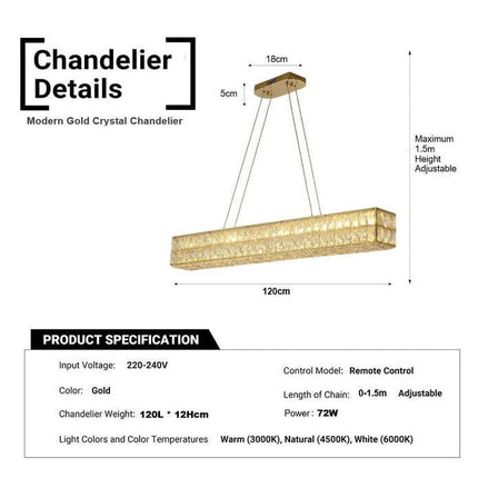BAMDECOR C3332/L Linear Luxury Crystal Chandelier Modern LED Crystal Chandelier LED Ring Pendant Light Stainless Steel Ceiling Lamp Hanging Lights,for Dining Living Room (Gold).