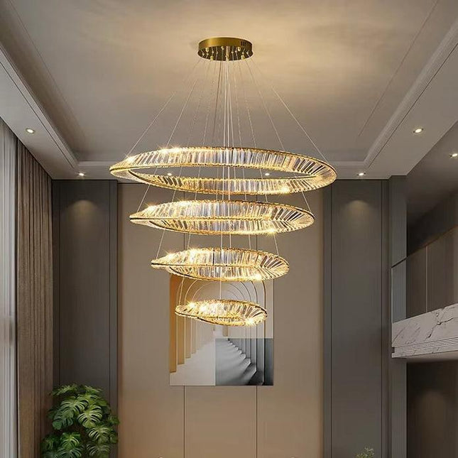 BAMDECOR C3342/4 Modern Crystal Chandeliers Lighting Fixtures Contemporary Wave Chandelier Lighting Fixtures Crystal Pendant Ceiling Lights for Living Room (Gold).