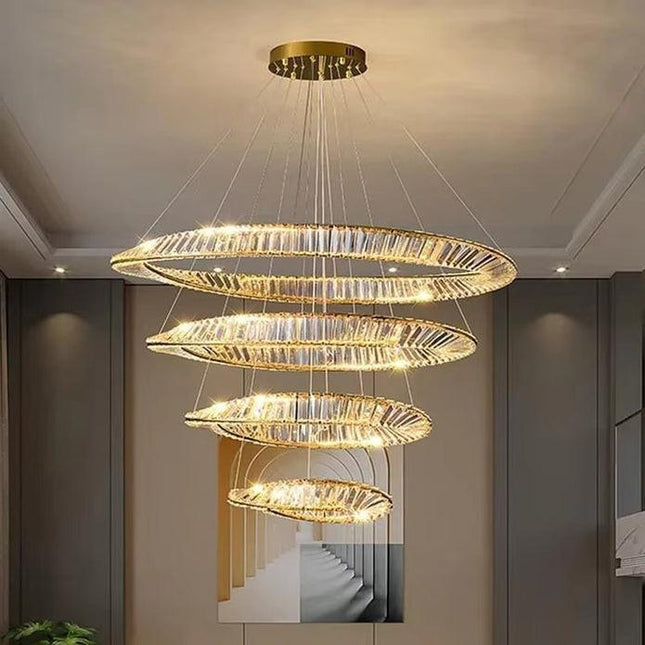 BAMDECOR C3342/4 Modern Crystal Chandeliers Lighting Fixtures Contemporary Wave Chandelier Lighting Fixtures Crystal Pendant Ceiling Lights for Living Room (Gold).