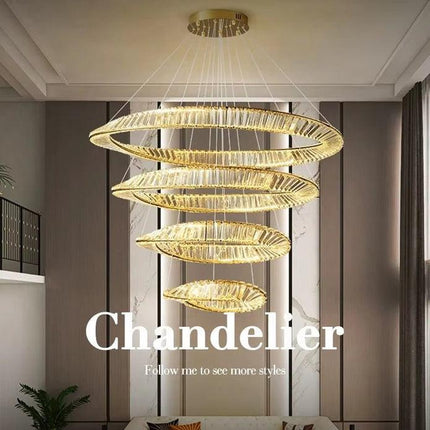 BAMDECOR C3342/4 Modern Crystal Chandeliers Lighting Fixtures Contemporary Wave Chandelier Lighting Fixtures Crystal Pendant Ceiling Lights for Living Room (Gold).