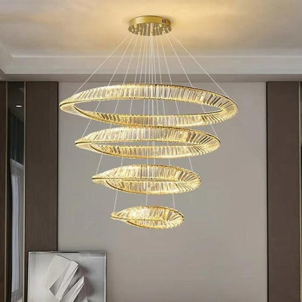 BAMDECOR C3342/4 Modern Crystal Chandeliers Lighting Fixtures Contemporary Wave Chandelier Lighting Fixtures Crystal Pendant Ceiling Lights for Living Room (Gold).