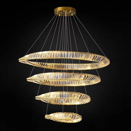 BAMDECOR C3342/4 Modern Crystal Chandeliers Lighting Fixtures Contemporary Wave Chandelier Lighting Fixtures Crystal Pendant Ceiling Lights for Living Room (Gold).