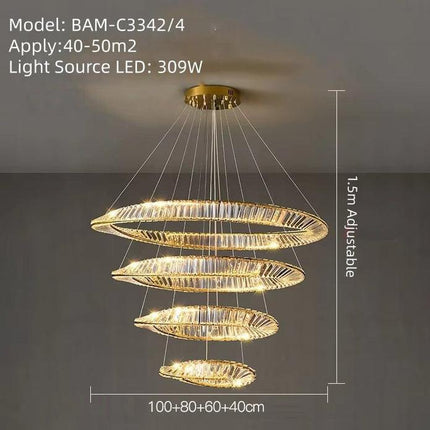 BAMDECOR C3342/4 Modern Crystal Chandeliers Lighting Fixtures Contemporary Wave Chandelier Lighting Fixtures Crystal Pendant Ceiling Lights for Living Room (Gold).