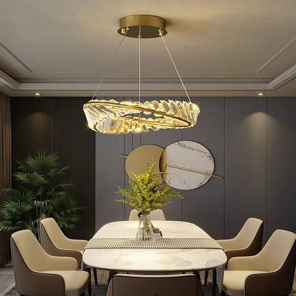 BAMDECOR C3342/1 Modern Crystal Chandeliers Lighting Fixtures Contemporary Wave Chandelier Lighting Fixtures Crystal Pendant Ceiling Lights for Living Room (Gold).