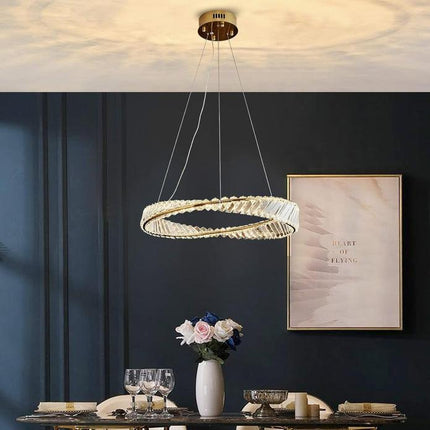 BAMDECOR C3342/1 Modern Crystal Chandeliers Lighting Fixtures Contemporary Wave Chandelier Lighting Fixtures Crystal Pendant Ceiling Lights for Living Room (Gold).