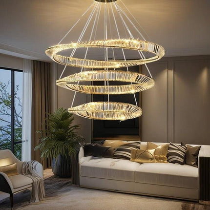 BAMDECOR C3342/3 Modern Crystal Chandeliers Lighting Fixtures Contemporary Wave Chandelier Lighting Fixtures Crystal Pendant Ceiling Lights for Living Room (Gold).