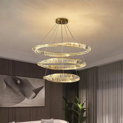 BAMDECOR C3342/3 Modern Crystal Chandeliers Lighting Fixtures Contemporary Wave Chandelier Lighting Fixtures Crystal Pendant Ceiling Lights for Living Room (Gold).