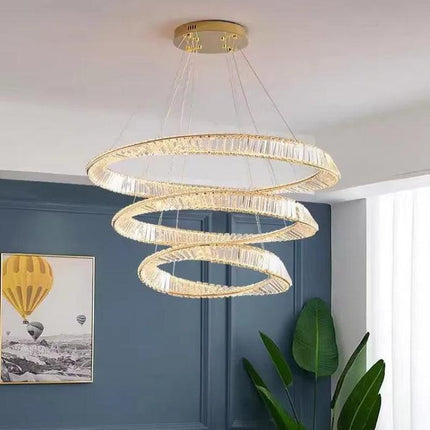 BAMDECOR C3342/3 Modern Crystal Chandeliers Lighting Fixtures Contemporary Wave Chandelier Lighting Fixtures Crystal Pendant Ceiling Lights for Living Room (Gold).