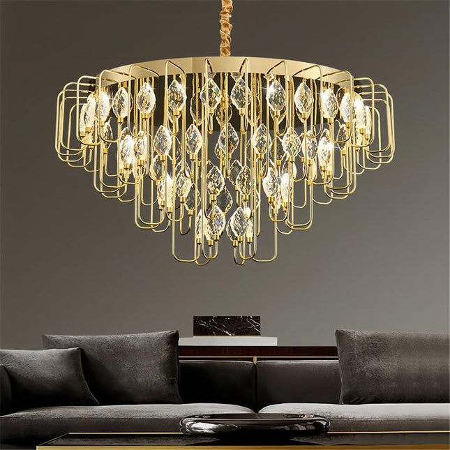 BAMDECOR C3345 Modern Luxury Crystal-leaf Chandelier LED Fashion Creativity Pendant Ceiling Lights(60cm-Gold).