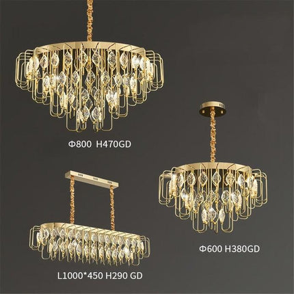 BAMDECOR C3345 Modern Luxury Crystal-leaf Chandelier LED Fashion Creativity Pendant Ceiling Lights(80cm-Gold).