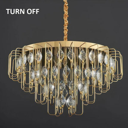BAMDECOR C3345 Modern Luxury Crystal-leaf Chandelier LED Fashion Creativity Pendant Ceiling Lights(80cm-Gold).