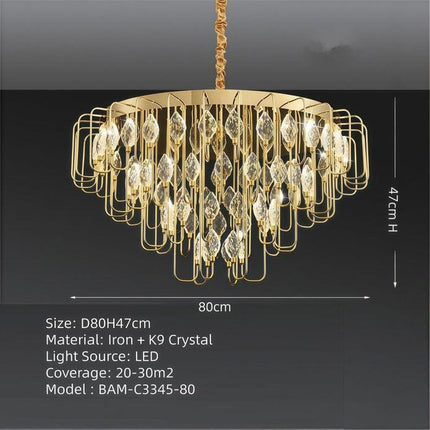 BAMDECOR C3345 Modern Luxury Crystal-leaf Chandelier LED Fashion Creativity Pendant Ceiling Lights(80cm-Gold).