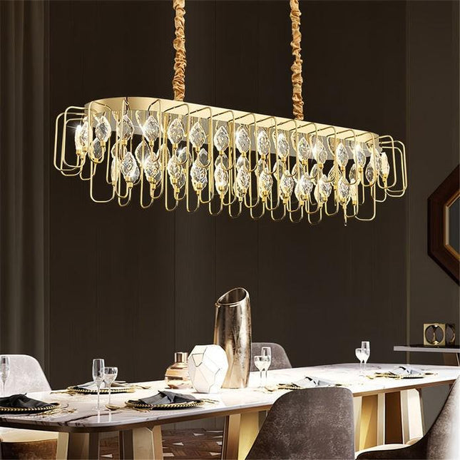 BAMDECOR C3345/OVAL1.2 Modern French Home Decor Luxury Crystal-leaf Chandelier LED Fashion Creativity Pendant Ceiling Lights(120cm-Gold).