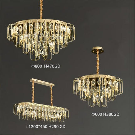 BAMDECOR C3345/OVAL1.2 Modern French Home Decor Luxury Crystal-leaf Chandelier LED Fashion Creativity Pendant Ceiling Lights(120cm-Gold).