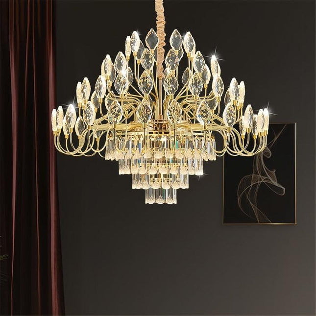 BAMDECOR C3347 Modern Luxury Crystal-leaf Chandelier LED Fashion Creativity Pendant Ceiling Lights(60cm-Gold).