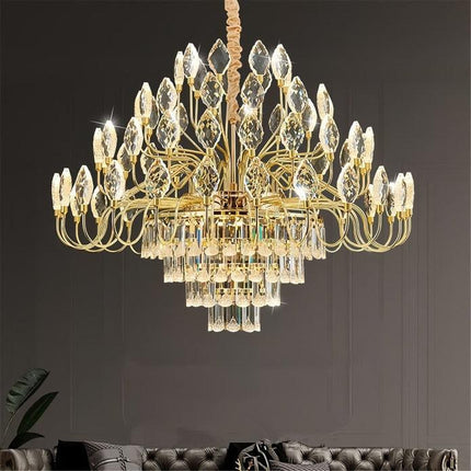 BAMDECOR C3347 Modern Luxury Crystal-leaf Chandelier LED Fashion Creativity Pendant Ceiling Lights(60cm-Gold).