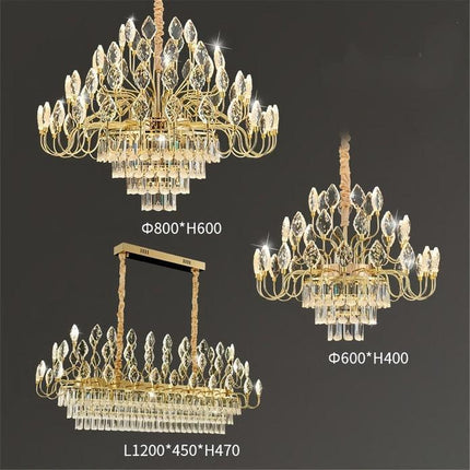 BAMDECOR C3347 Modern Luxury Crystal-leaf Chandelier LED Fashion Creativity Pendant Ceiling Lights(60cm-Gold).