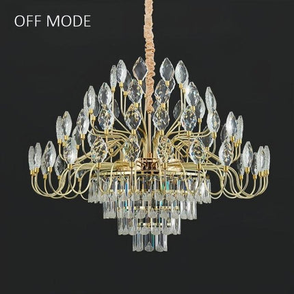 BAMDECOR C3347 Modern Luxury Crystal-leaf Chandelier LED Fashion Creativity Pendant Ceiling Lights(80cm-Gold).