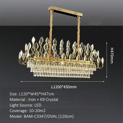 BAMDECOR C3347/OV Modern French Home Decor Luxury Crystal-leaf Chandelier LED Fashion Creativity Pendant Ceiling Lights(100cm-Gold).