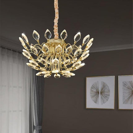 BAMDECOR C3348 Modern Luxury Crystal-leaf Chandelier LED Fashion Creativity Pendant Ceiling Lights(60cm-Gold).