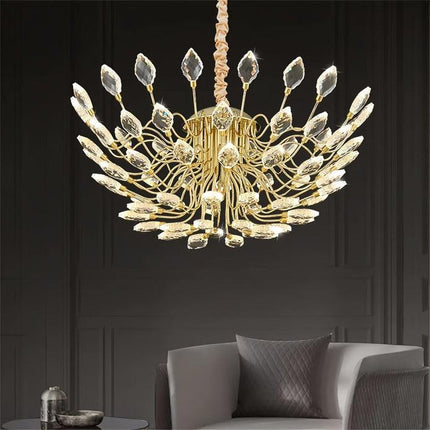 BAMDECOR C3348 Modern Luxury Crystal-leaf Chandelier LED Fashion Creativity Pendant Ceiling Lights(80cm-Gold).