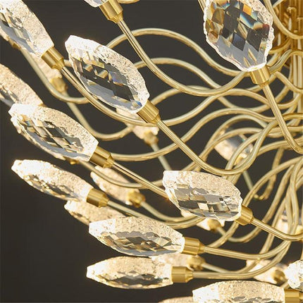 BAMDECOR C3348 Modern Luxury Crystal-leaf Chandelier LED Fashion Creativity Pendant Ceiling Lights(80cm-Gold).