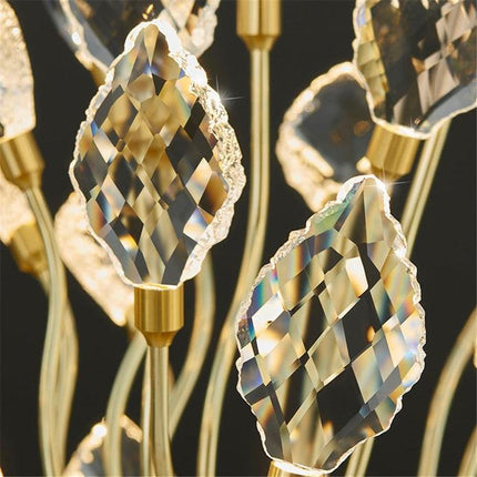 BAMDECOR C3349/1 Modern Luxury Crystal-leaf Chandelier LED Fashion Creativity Pendant Ceiling Lights(60cm-Gold).