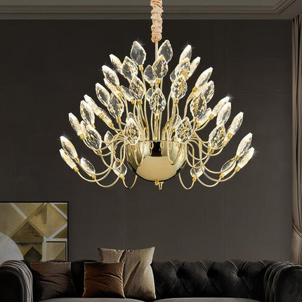 BAMDECOR C3349/1 Modern Luxury Crystal-leaf Chandelier LED Fashion Creativity Pendant Ceiling Lights(80cm-Gold).