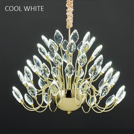 BAMDECOR C3349/1 Modern Luxury Crystal-leaf Chandelier LED Fashion Creativity Pendant Ceiling Lights(80cm-Gold).